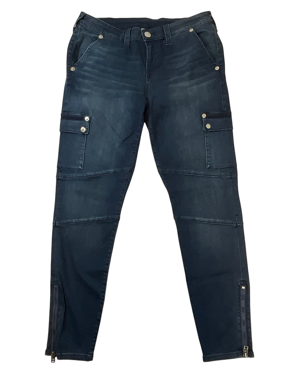 True Religion Men’s 33 Super Skinny Dark Wash Cargo Moto Jeans Zipper Ankle